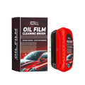 Oil film cleaning brush with dual-head stiff bristles, 7.2x10.5cm size, on a kitchen countertop