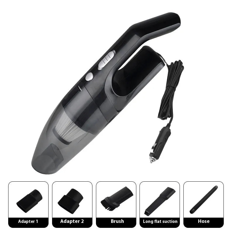 Black wireless handheld car vacuum cleaner with suction and blowing functions