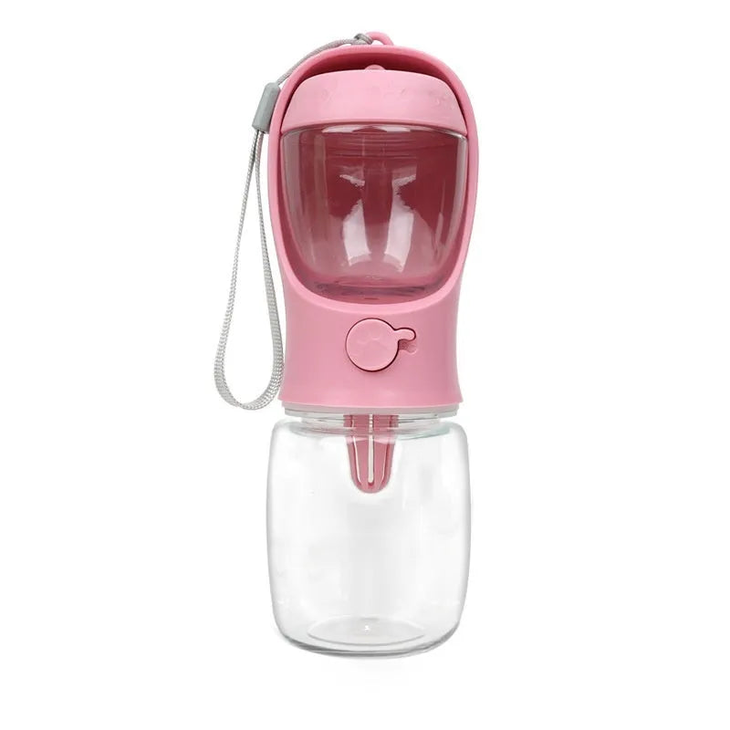 Portable dual-use dog drinking cup in blue colour with foldable design and water grain split
