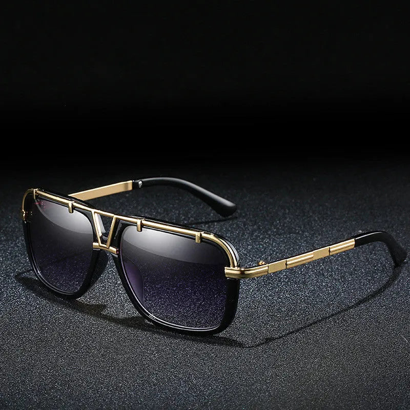 Unisex large frame PC sunglasses in bright black frame plain light for driving and outdoor activities