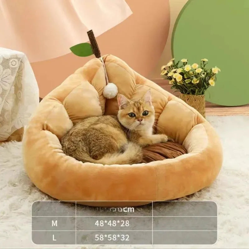 Green cotton pet bed with a plush raised rim for a cat or small dog.