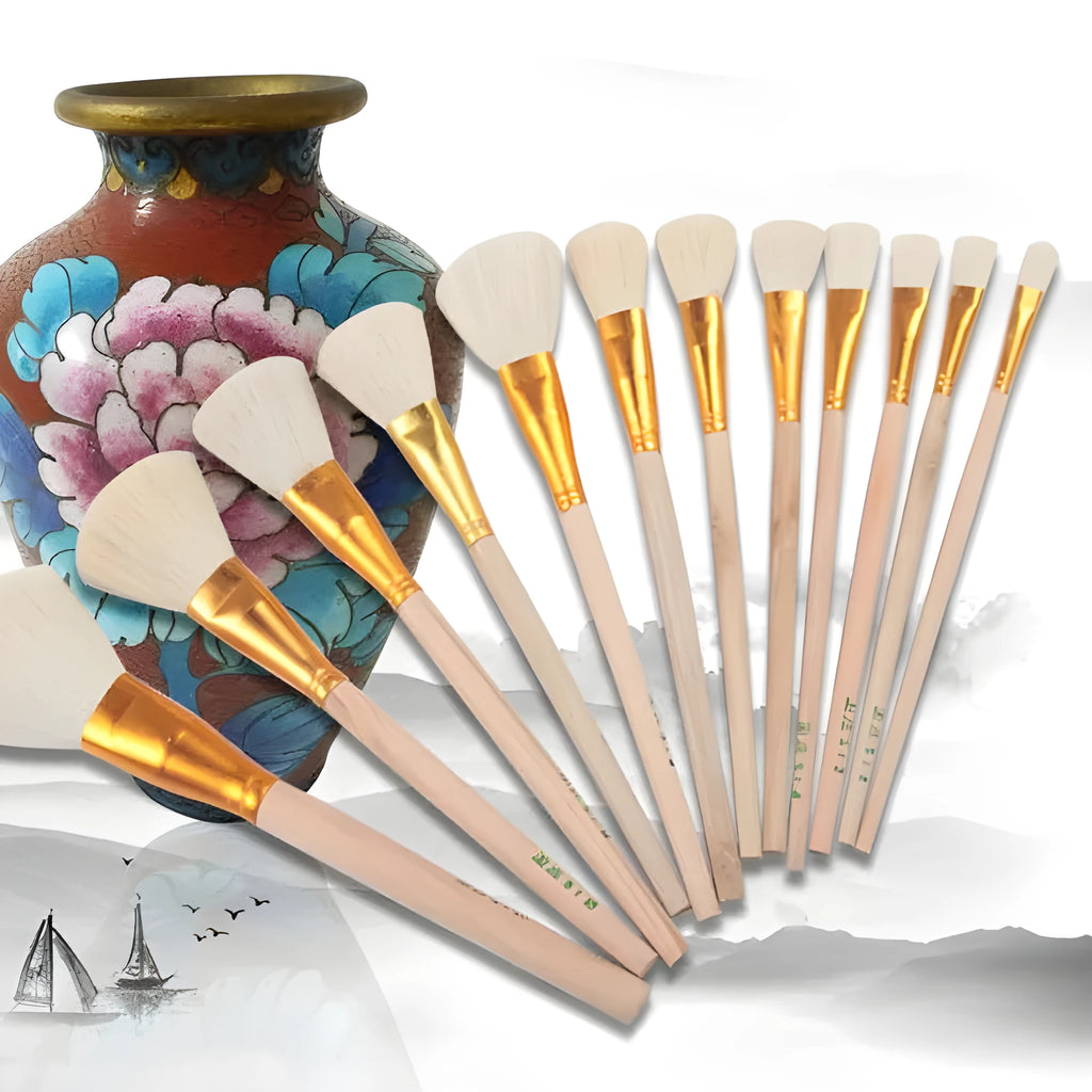 Wool brush painting pen set with soft head for detailed watercolour and oil painting artwork