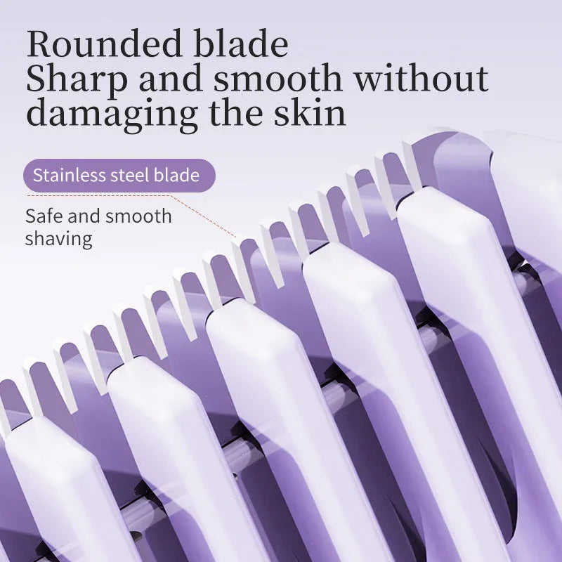 Digital display women's electric shaver with gradient purple colour and USB charging port