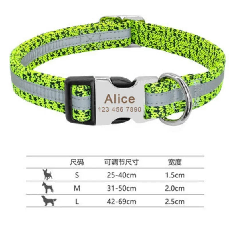 Adjustable buckle dog collar shown in black, green, and rose red colours