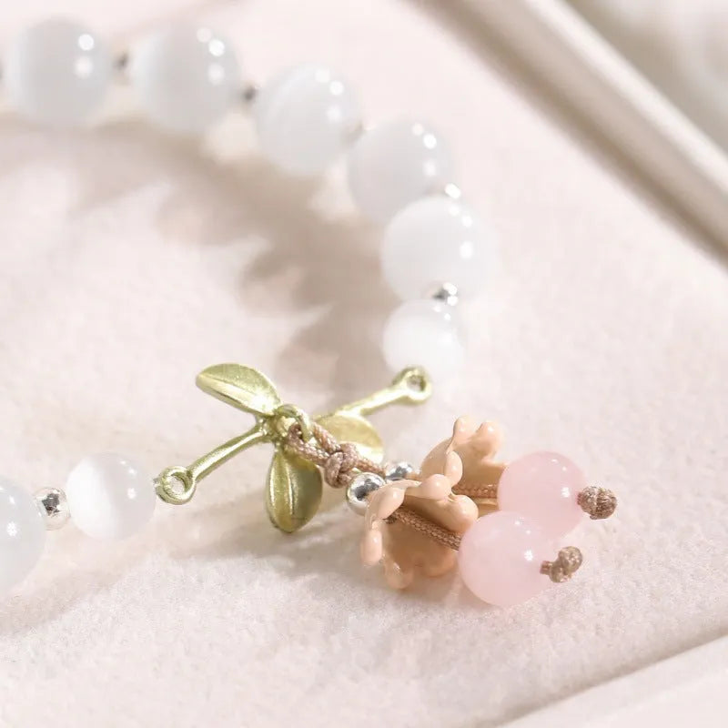 Electroplated cat's eye bracelet with diamond-shaped opal stones in multiple colour options
