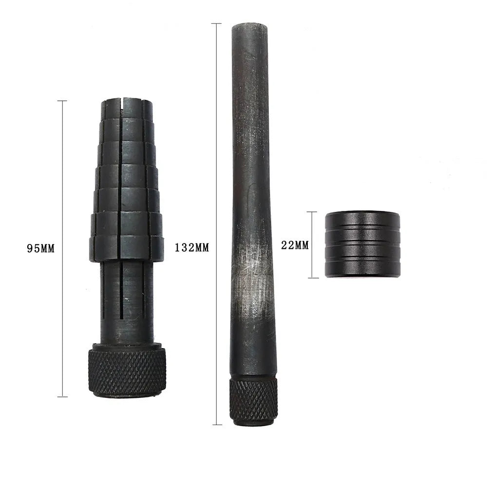 Ring expansion tool with stretcher mechanism and rubber hammer for jewellery size adjustment