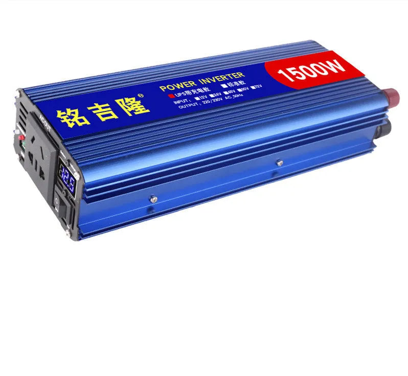 Blue 800W digital display UPS charging inverter with aluminum magnesium alloy shell, 190x100x60 mm