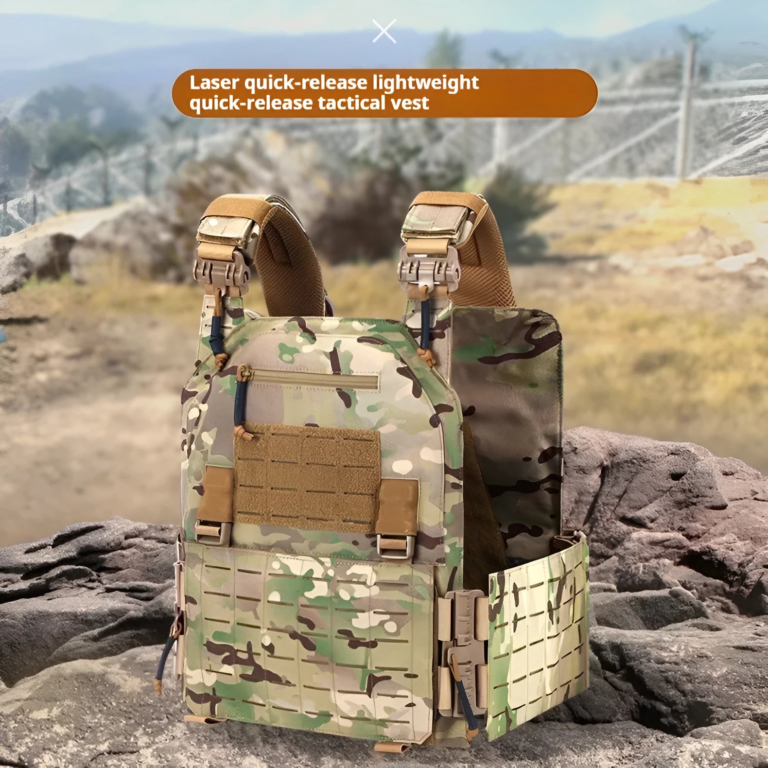 Quick release multifunctional Oxford cloth tactical vest in Army Green with free size fit