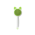 Self-cleaning cat grooming comb with stainless steel pins in greenish white colour