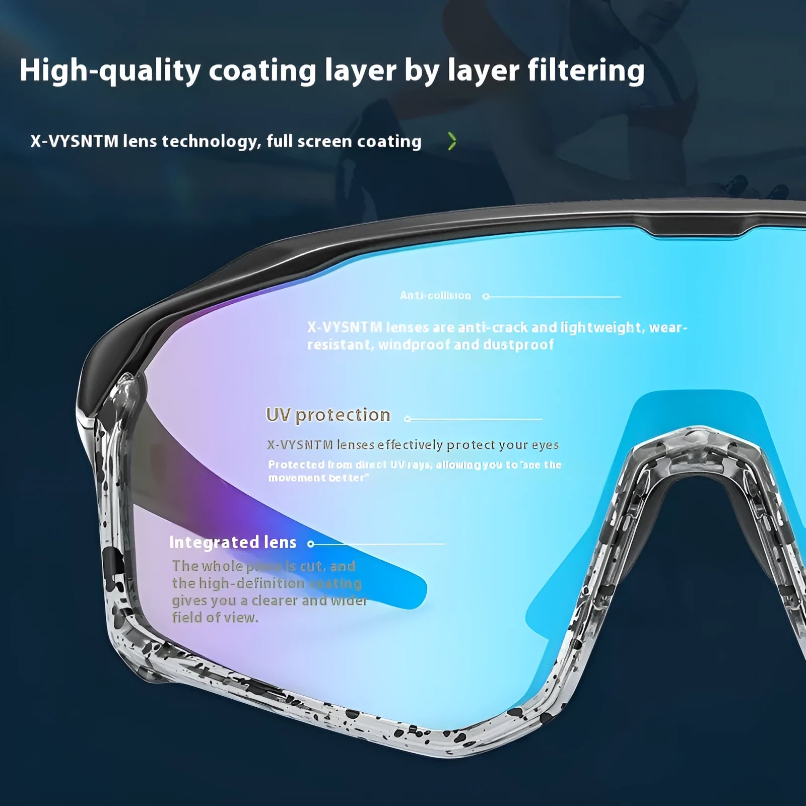 Mountaineering goggles with full-frame design and colourful PC lenses for climbing and snow.