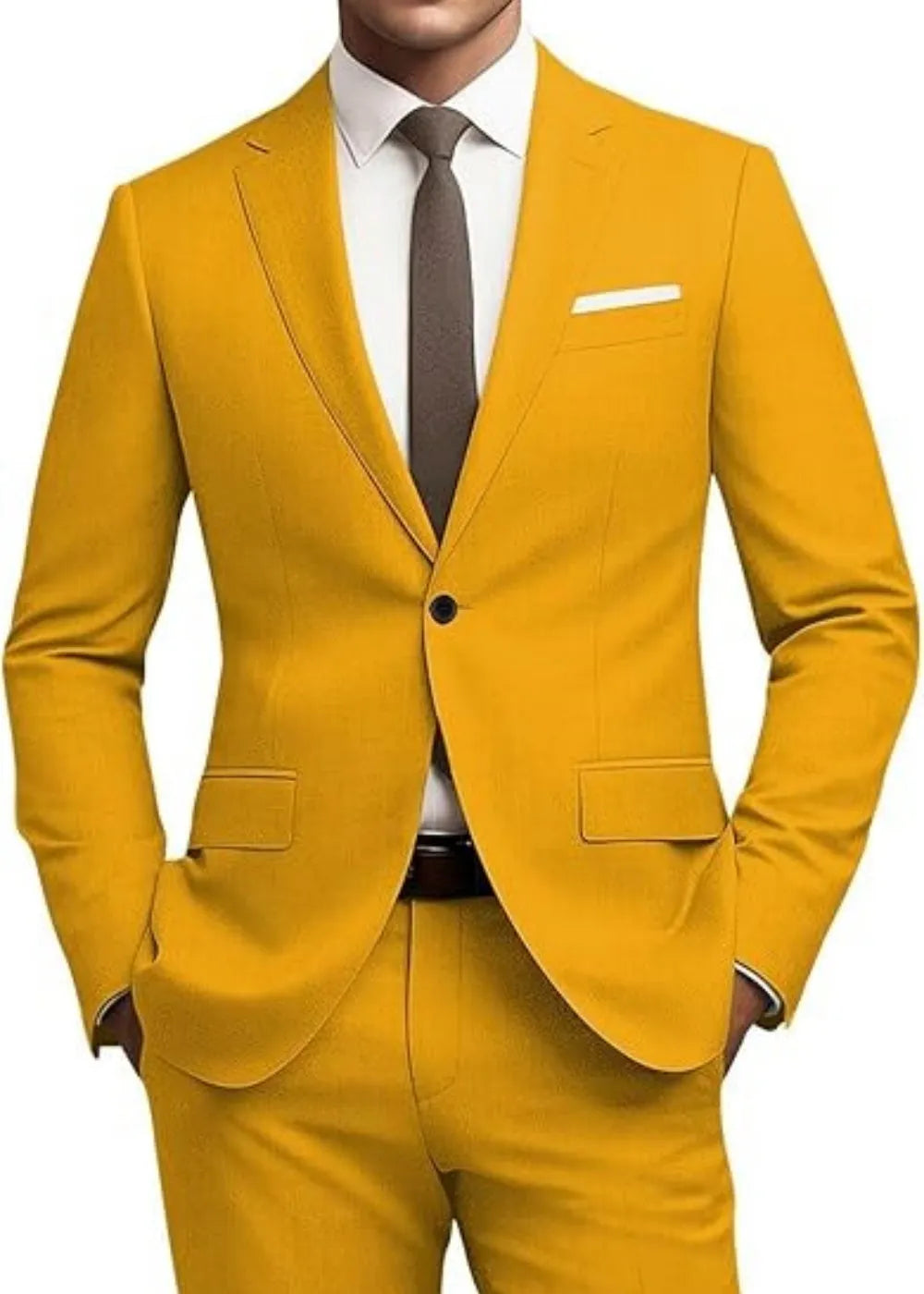 Men's Slim Fit Suit 2-Piece Set Casual Business Formal Attire Nylon Chemical Fiber Blended Fabric Flat Collar Rear Opening Jacket Trousers Tie XS to XXXXL Multiple Colours Gold Light Purple Pink for All-Season Wear