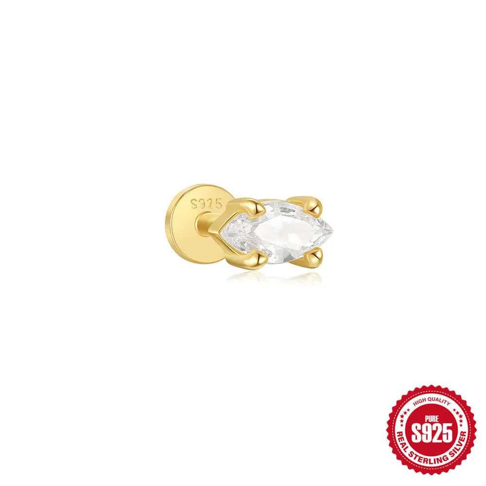 Sterling silver tassel ear studs with gold electroplating and XINGX inlaid detailing