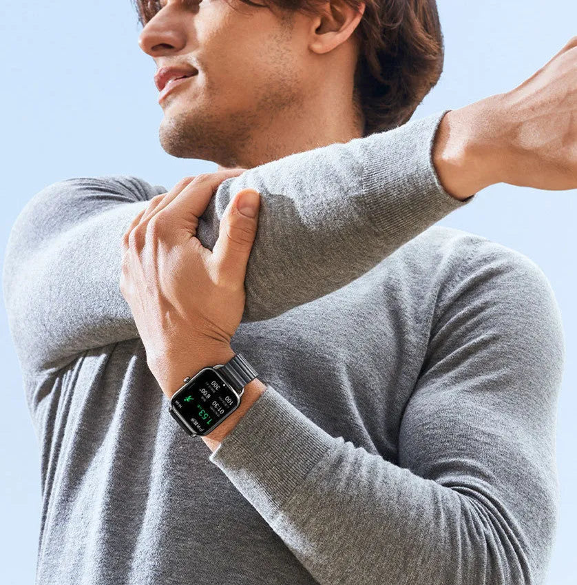 HAYLOU LS11 smart sports watch with AMOLED display shown on wrist in black colour