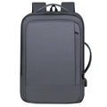 Large black waterproof backpack with curved shoulder straps for business travel and commuting