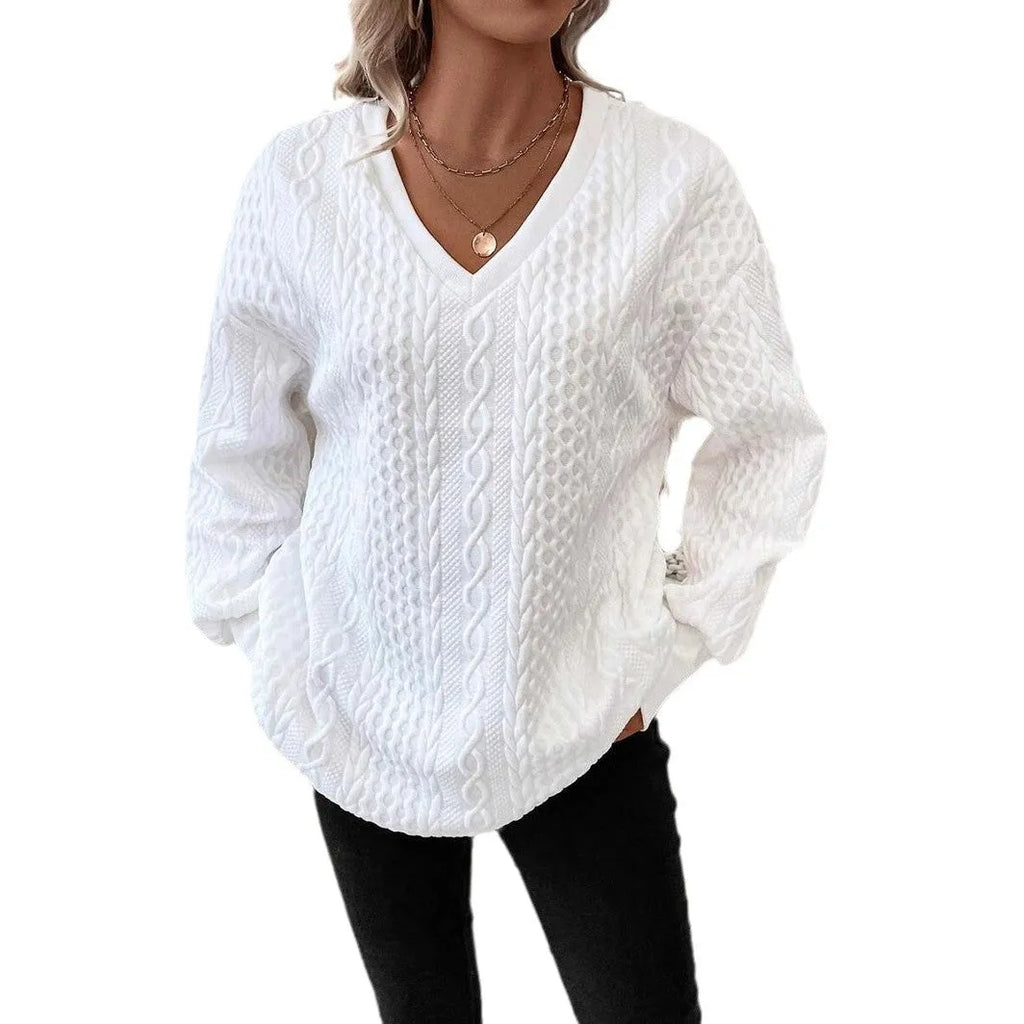 Milky white men's loose fit long sleeve t-shirt with 3D stereo pattern detail.