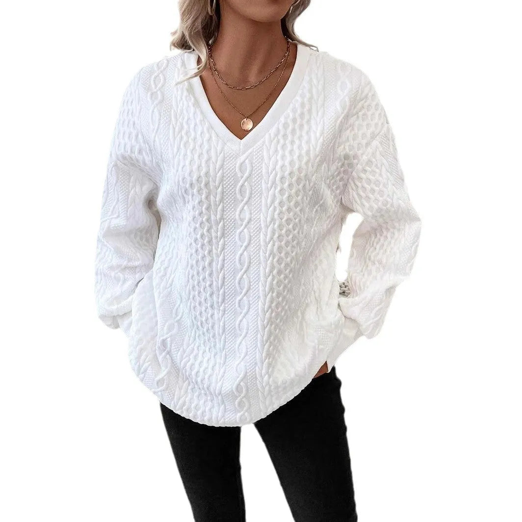 Milky white men's loose fit long sleeve t-shirt with 3D stereo pattern detail.