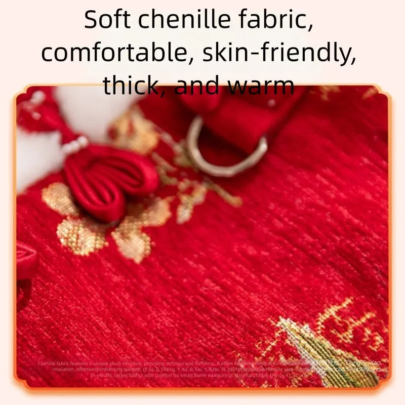Red brocade pet vest with Chinese knot buttons and faux fur trim for Lunar New Year