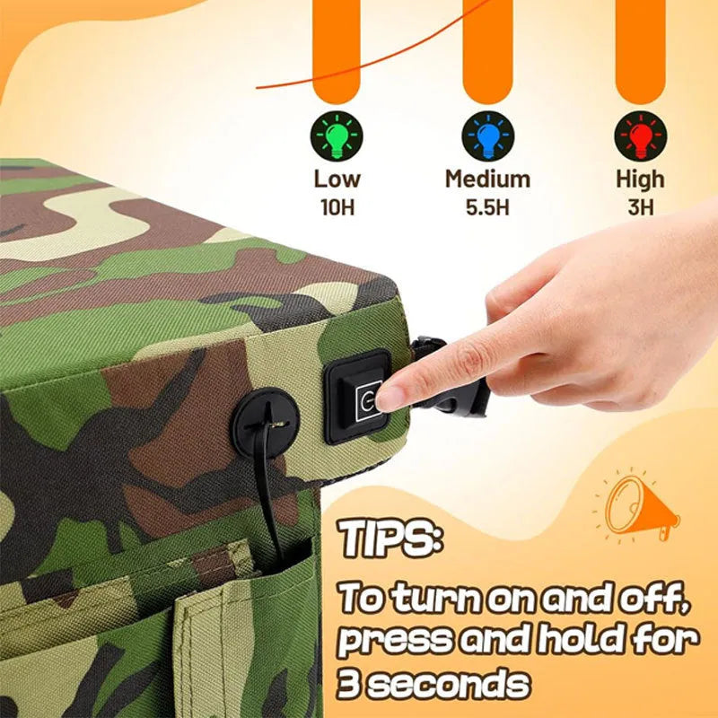 Camouflage heating cushion 40x32x7cm made from Oxford cloth for outdoor stadium or camping seating