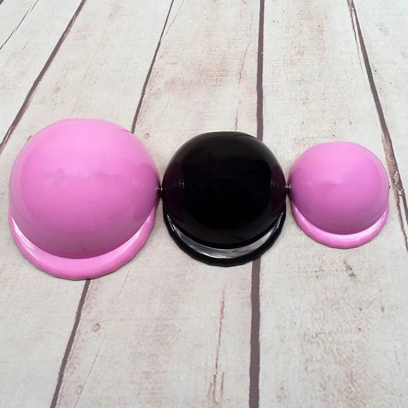 Plastic dog motorcycle helmet in pink, white, black, yellow, blue, orange or purplish red with three size options