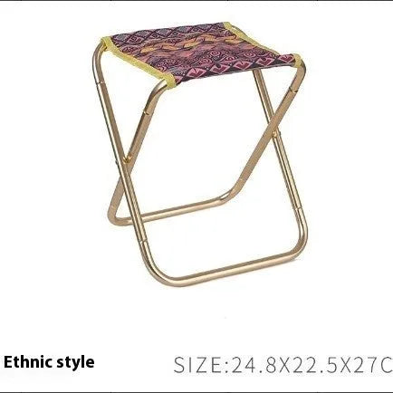 Black folding camping stool with an aluminium alloy frame, shown in a folded and unfolded state.