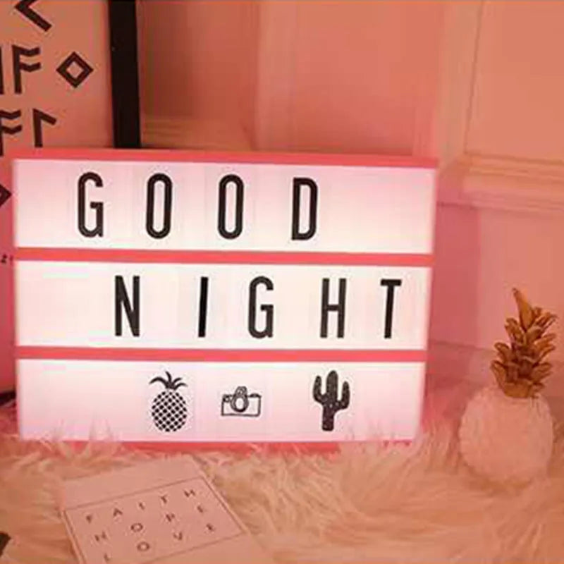 LED letter light box with PVC shell, 300x220mm size, showing custom letter arrangement for decoration