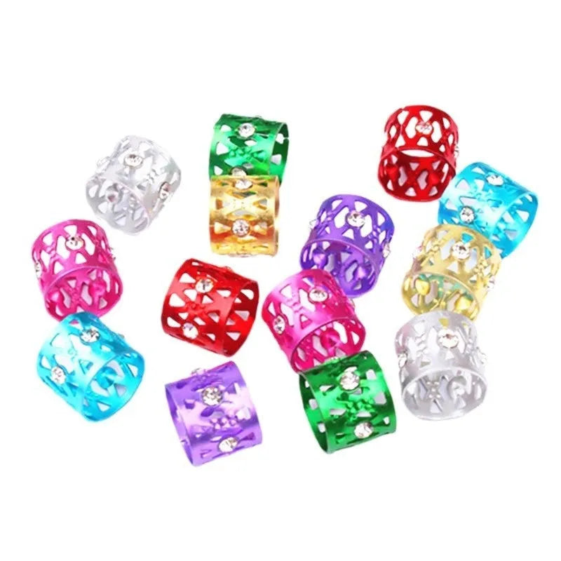 Aluminium hair ring with crown and heart decoration in seven colour options.