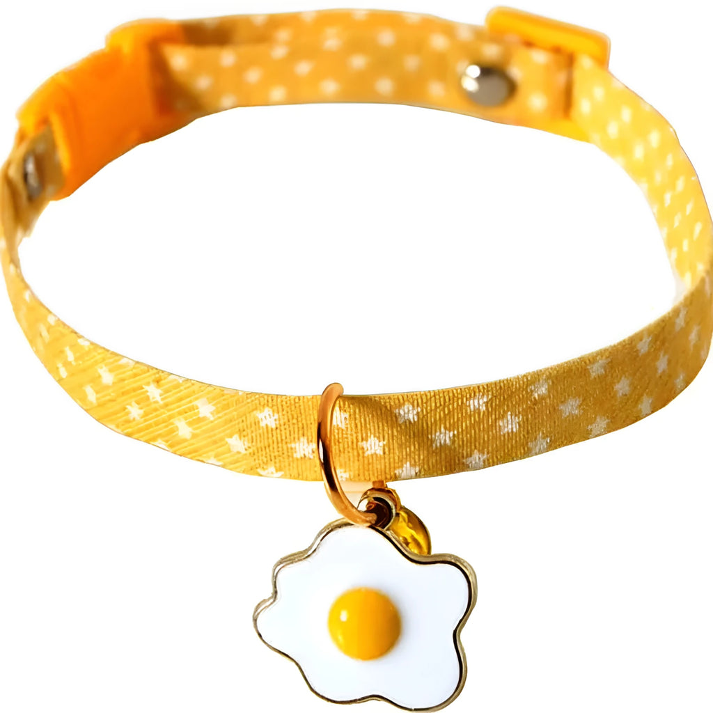 Green adjustable cat collar with bell pendant and bow tie for small pets