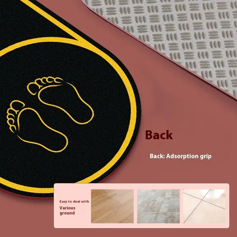 A black faux leather yoga mat showing its textured non-slip surface and 6mm thickness edge.