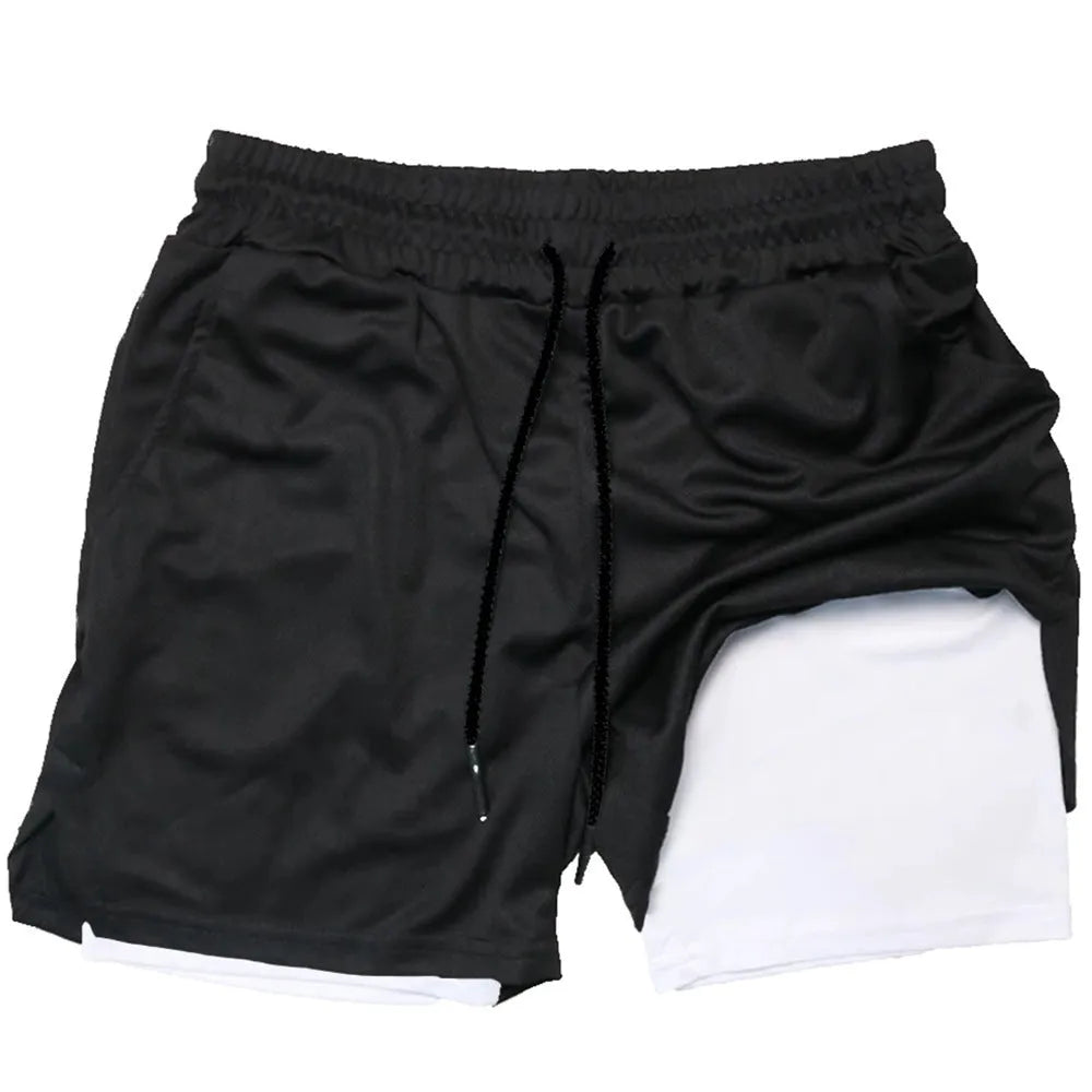 Men's camouflage double-layer sports shorts in cotton blend fabric with milk silk lining