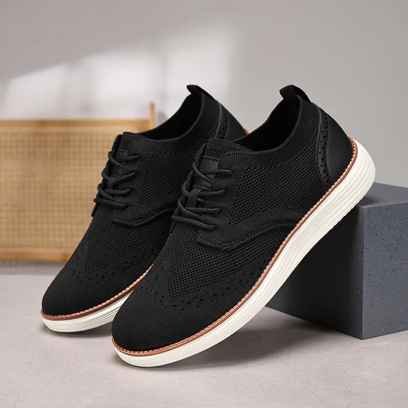 Men's outdoor casual hiking shoe in woven mesh with rubber sole, shown in one of six available colours.
