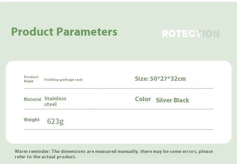 Stainless steel camping garbage bag bracket in Korean style design shown in black colour