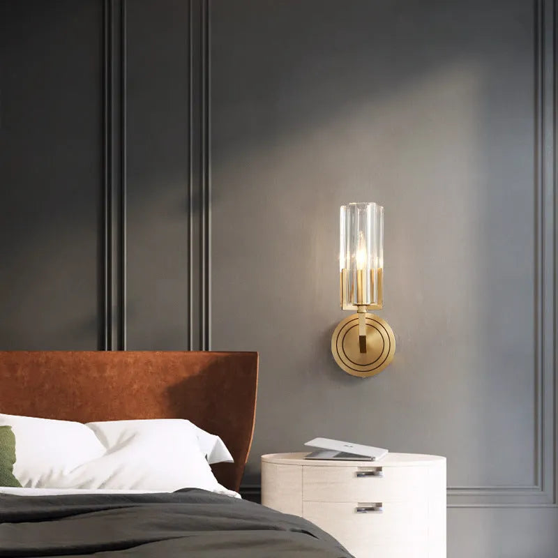 Copper wall lamp with modern minimalist design for bedroom bedside lighting