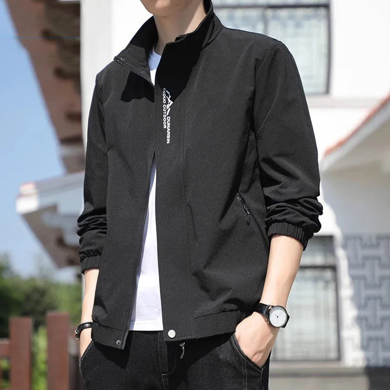 Men's stand collar long sleeve casual sports coat in various colours