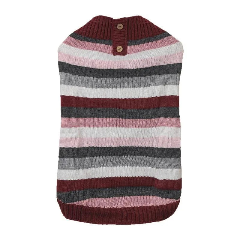 Grey dog jumper with contrasting colour trim, horizontal front zipper, and button-secured chest pocket