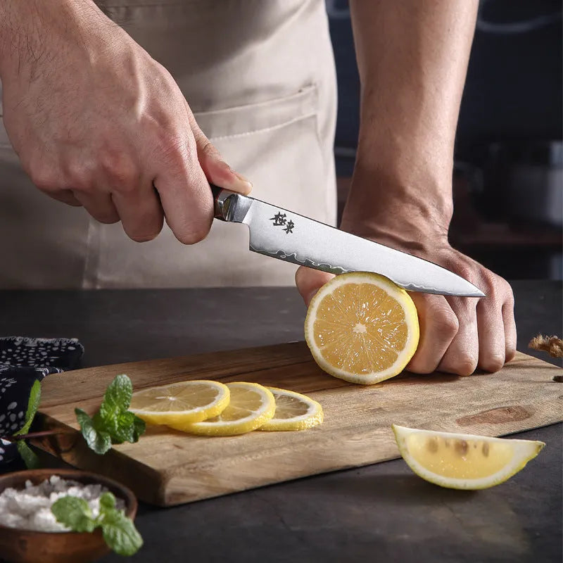 Sanhe Steel AUS-10 stainless steel 8-inch Japanese-style butcher knife on cutting board