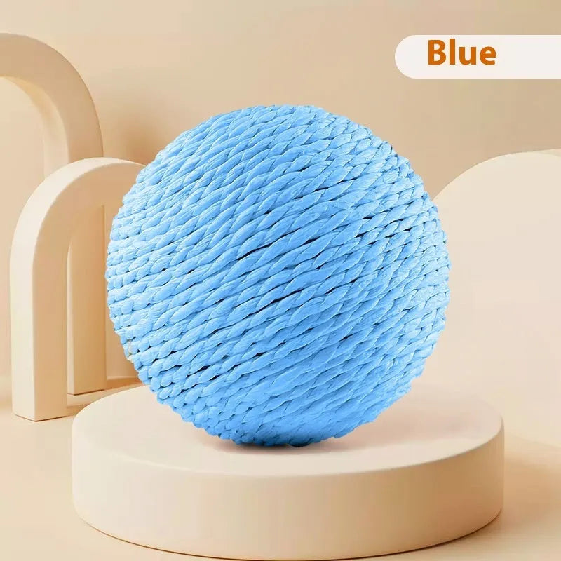 Oversized sisal ball cat toy in 10cm orange self-hi relieving stuffy for interactive biting and batting play