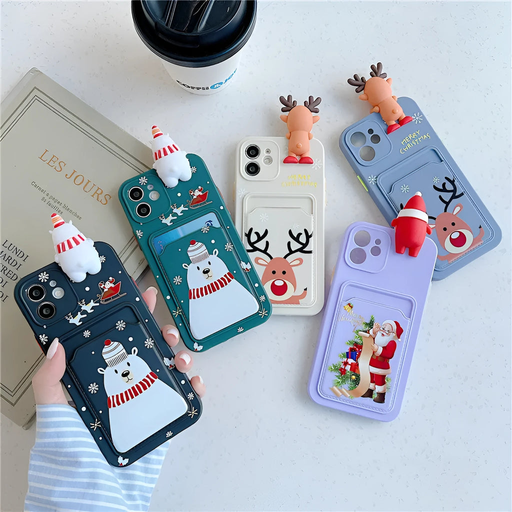 Soft silicone iPhone case with card storage compartment in multiple colour options