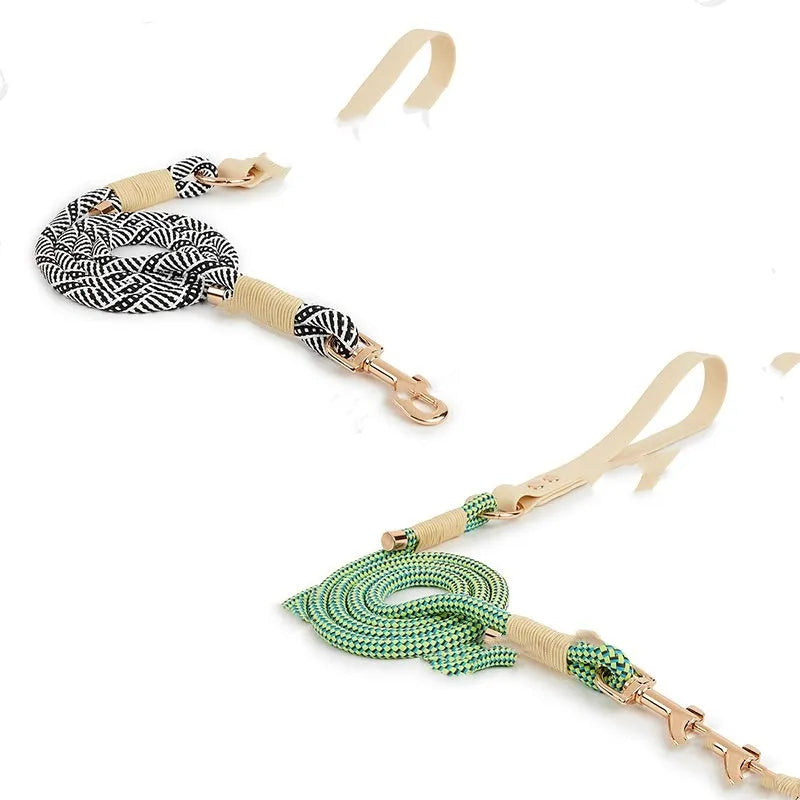 PVC-coated nylon dog hand holding rope with safety buckle in Shadow White or Wizard Of Oz Green colour