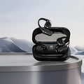 T23 Black wireless Bluetooth translation headphones with open noise reduction, touch operation, and storage bin