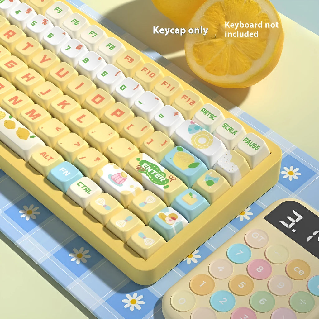 Custom sublimation PBT mechanical keyboard cap set Sea Salt Lemon Cheese 138 key layout full set