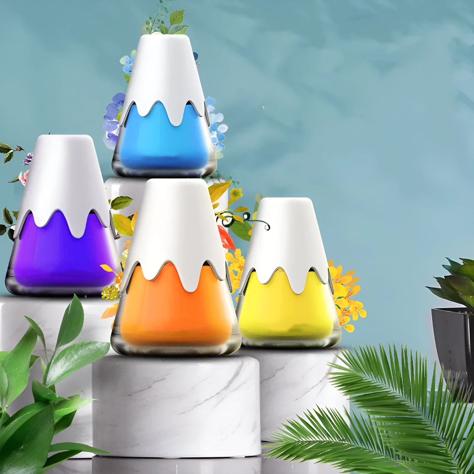 Car mounted snow mountain aroma fragrance cream in glass and paste construction with four scent options