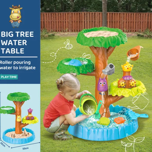 Children's 18-piece beach toy set with four-layer table in Beach Boat colours, plastic construction for water and sand play