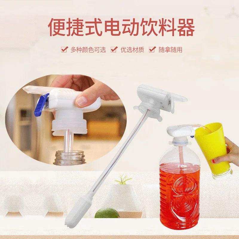 Electric beverage pumping device with blue press handle and PP silicone straw