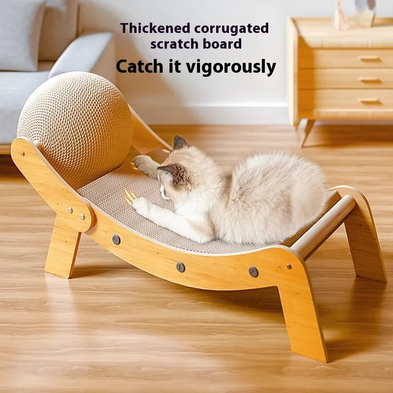 Recliner-shaped cat scratch board with sisal composite scratching surface
