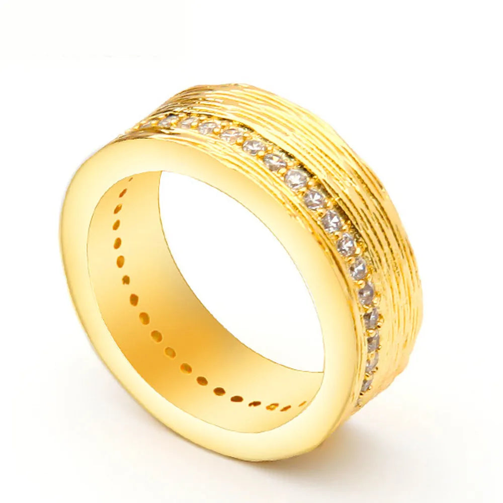 Women's gold geometric ring with Zircon stone on copper band