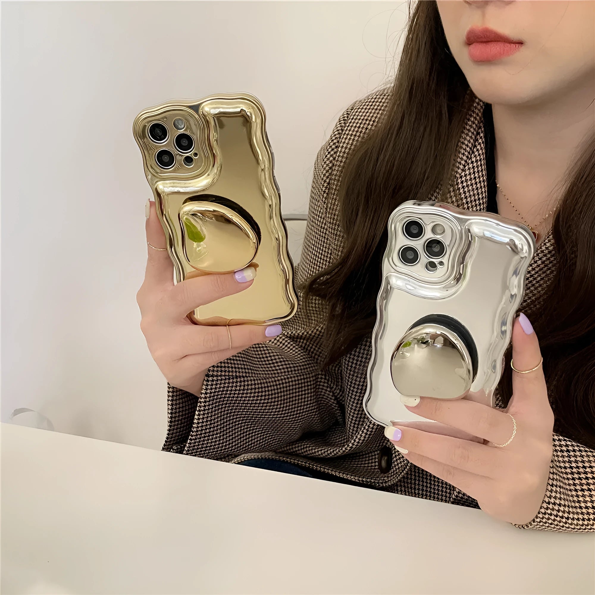 Gold bracket plastic electroplating air cushion phone case for iPhone 11 12 13 14 Pro Max