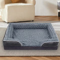 Waterproof washable dog kennel pad in grey colour showing removable design