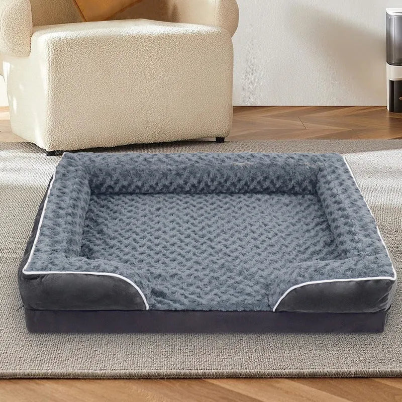 Waterproof washable dog kennel pad in grey colour showing removable design