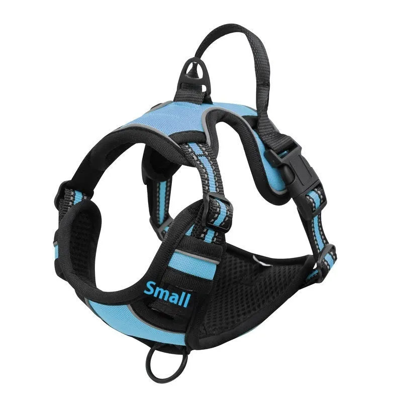 Adjustable Oxford cloth dog harness in multiple colours and sizes for walking and outdoor use