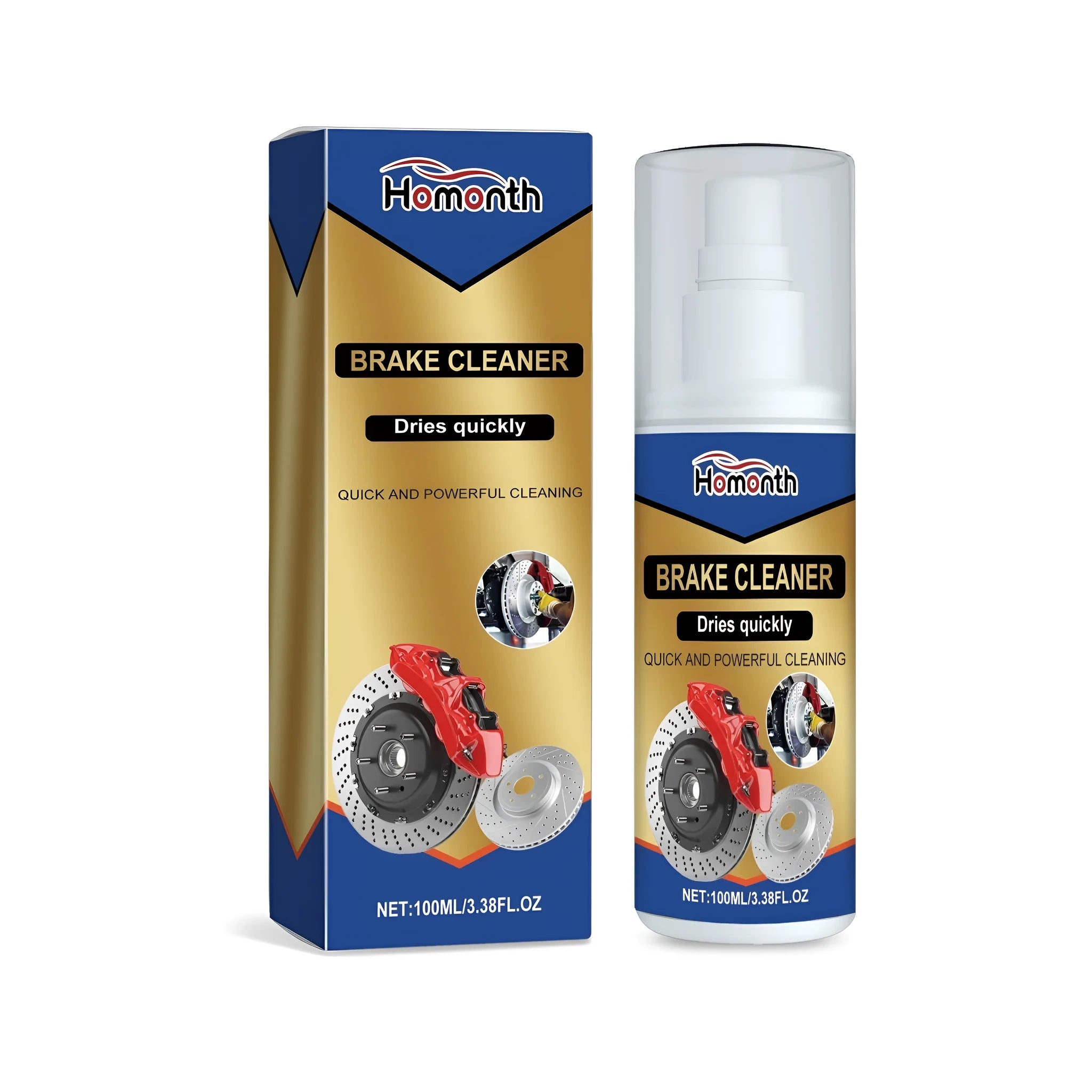 100ml water-based car brake cleaner in a PET bottle measuring 4x13.8cm